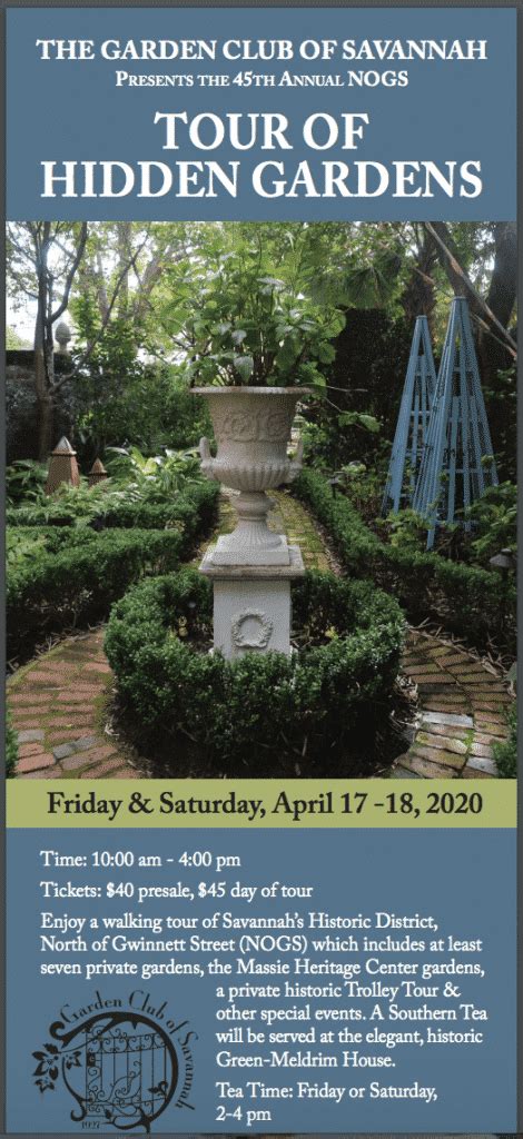 Itinerary expand_more. . Savannah garden tour 2023